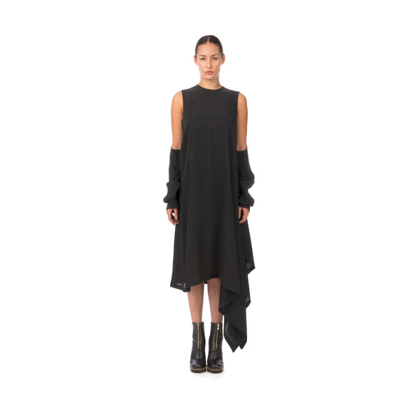 Marios Asymmetric Dress w/ Seperate Sleeves Black - Concrete