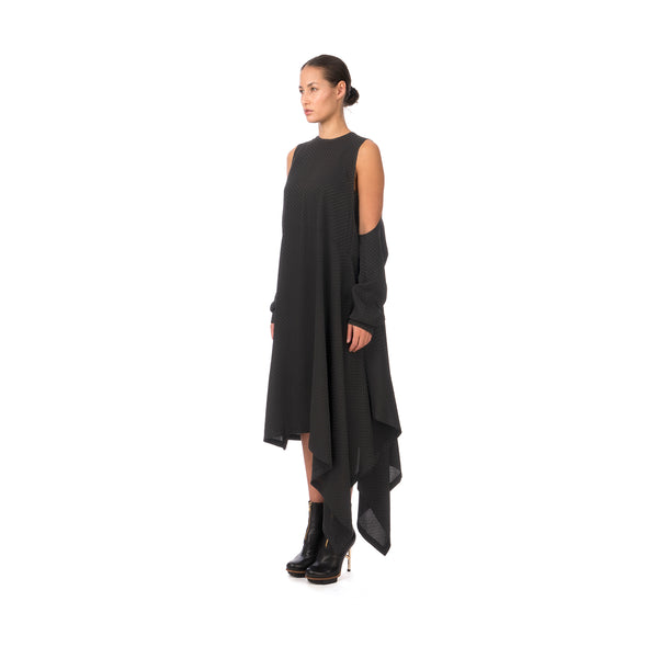 Marios Asymmetric Dress w/ Seperate Sleeves Black - Concrete