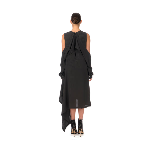 Marios Asymmetric Dress w/ Seperate Sleeves Black - Concrete