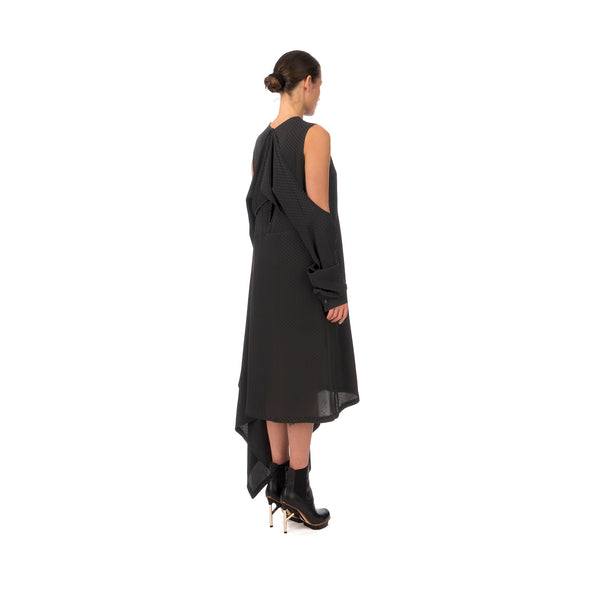 Marios Asymmetric Dress w/ Seperate Sleeves Black - Concrete