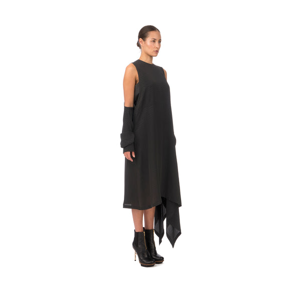 Marios Asymmetric Dress w/ Seperate Sleeves Black - Concrete