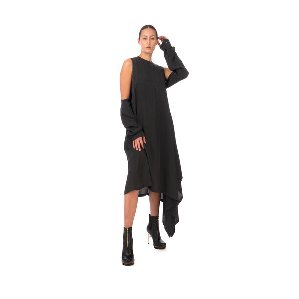 Marios Asymmetric Dress w/ Seperate Sleeves Black - Concrete