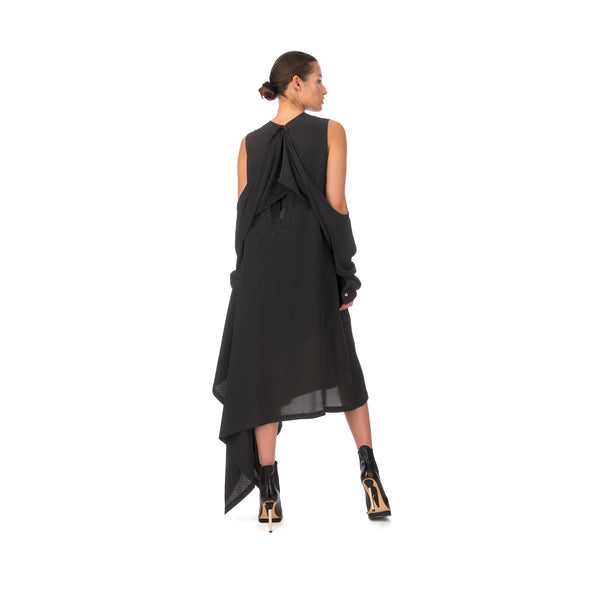 Marios Asymmetric Dress w/ Seperate Sleeves Black - Concrete