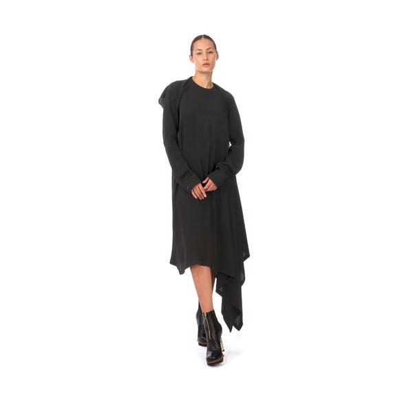 Marios Asymmetric Dress w/ Seperate Sleeves Black - Concrete