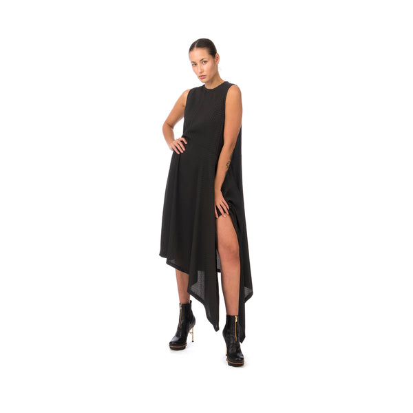 Marios Asymmetric Dress w/ Seperate Sleeves Black - Concrete
