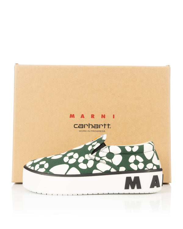 Marni | x Carhartt Paw Slip-On Forest Green / Stone White - Concrete