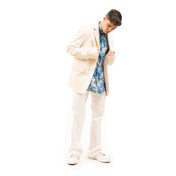 Marni | Brushed Striped Jacket Snow - Concrete