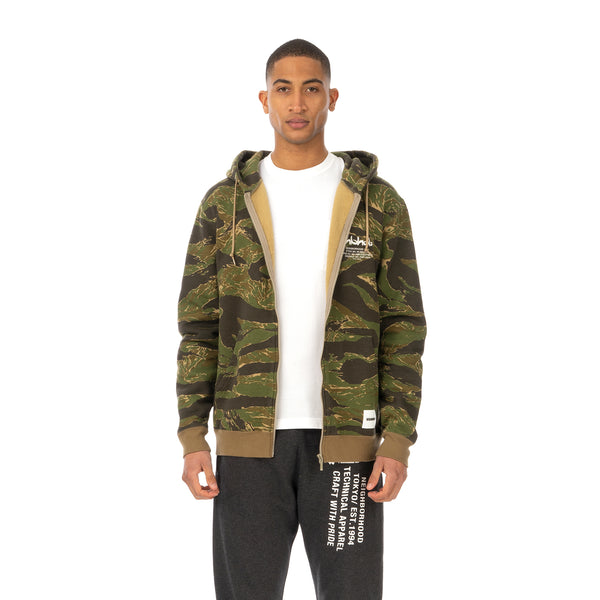 NEIGHBORHOOD | Overlap . Tiger / C-Zip Hooded .LS Tiger Stripe - Concrete