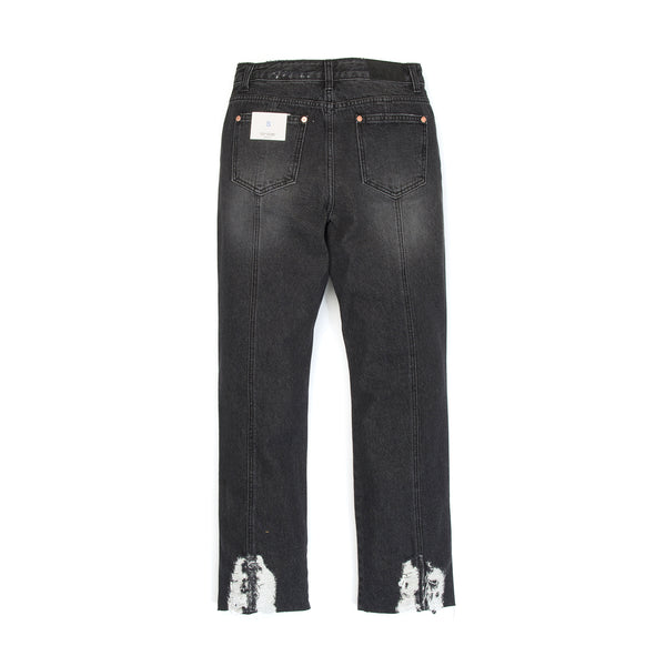 SJYP | Hem Destroyed Boyfriend Jeans Black - Concrete