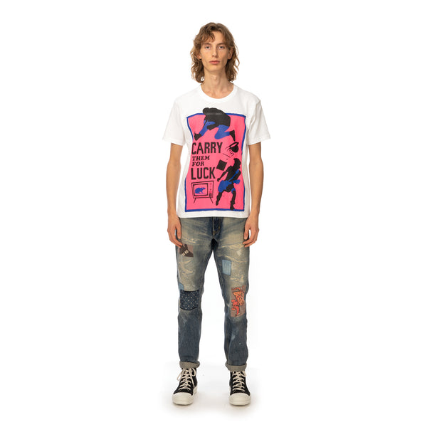 Poggy's Box | Hand-Printed T-Shirt White - Concrete