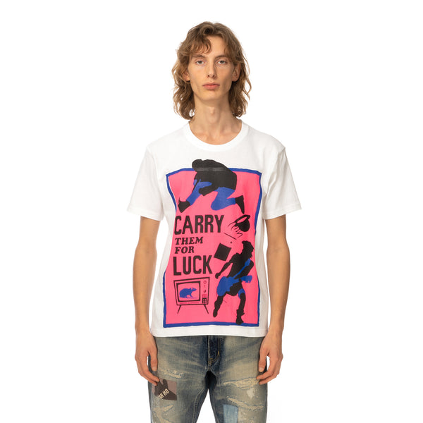 Poggy's Box | Hand-Printed T-Shirt White - Concrete