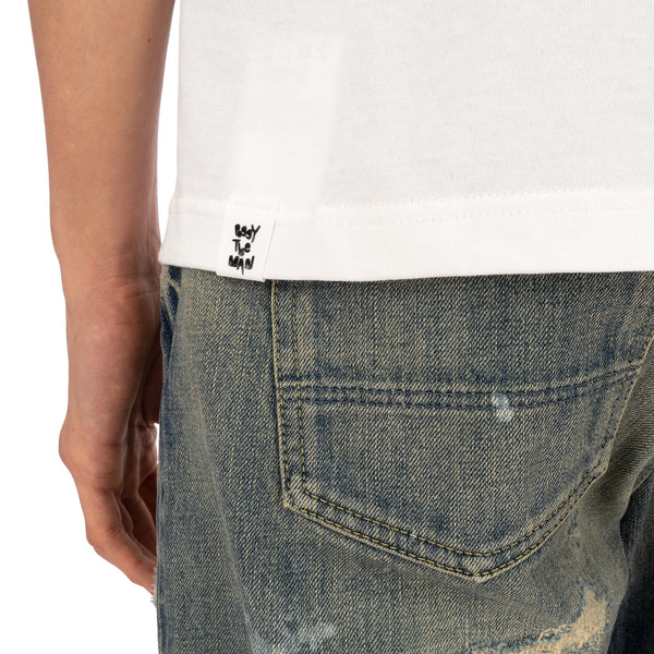 Poggy's Box | Hand-Printed T-Shirt White - Concrete