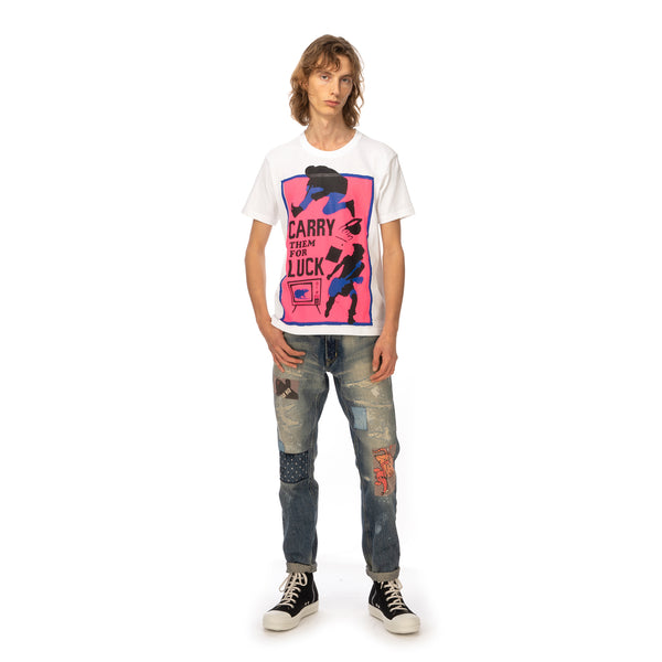 Poggy's Box | Hand-Printed T-Shirt White - Concrete