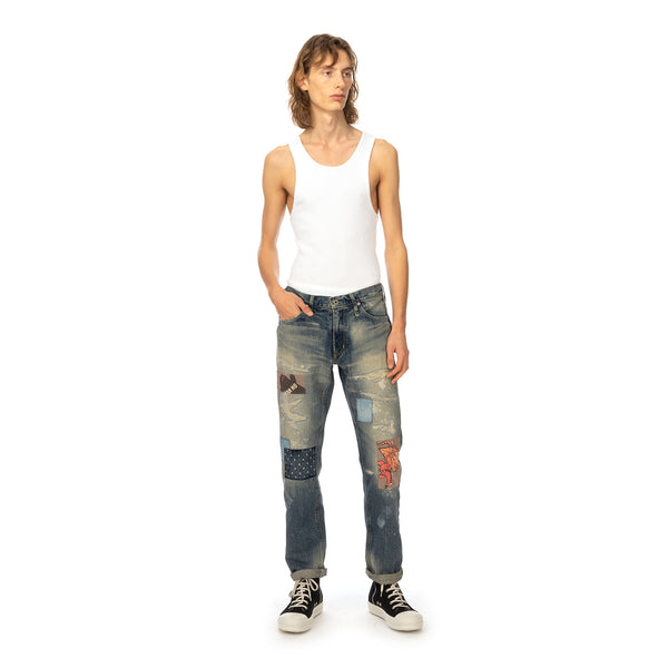 Poggy's Box | x FDMTL Patch Denim Pants Indigo - Concrete