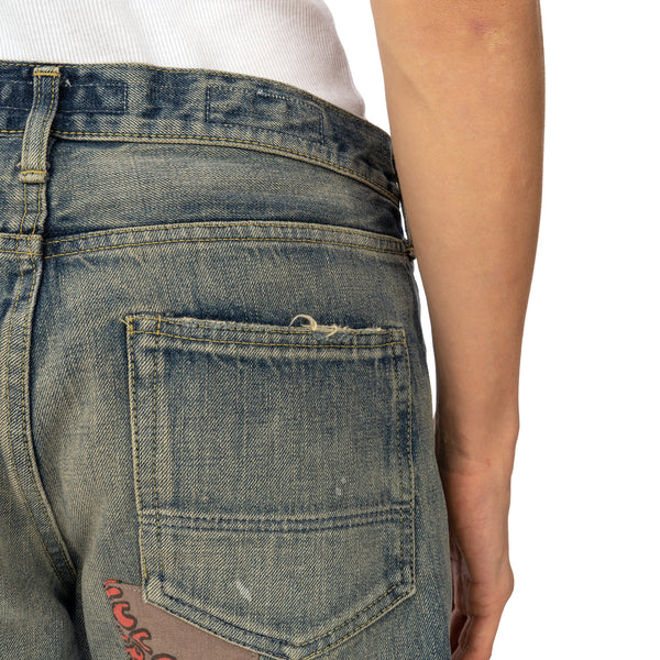 Poggy's Box | x FDMTL Patch Denim Pants Indigo - Concrete