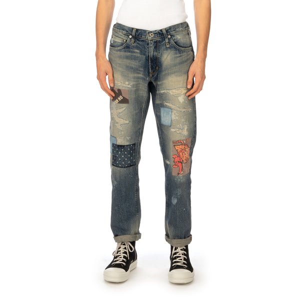 Poggy's Box | x FDMTL Patch Denim Pants Indigo - Concrete