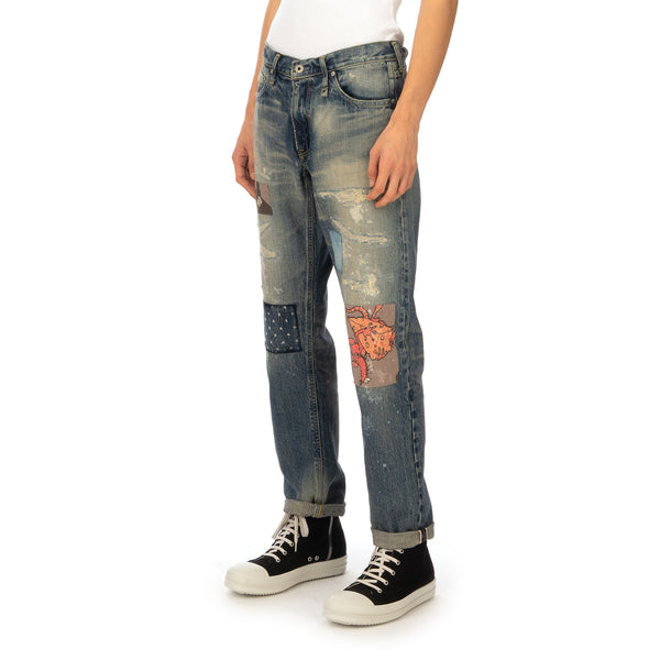 Poggy's Box | x FDMTL Patch Denim Pants Indigo - Concrete