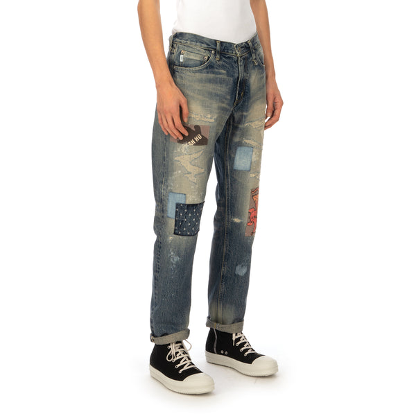 Poggy's Box | x FDMTL Patch Denim Pants Indigo - Concrete