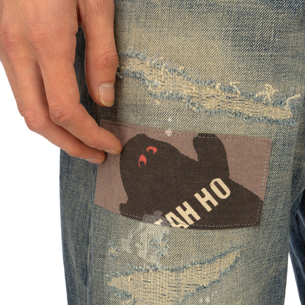 Poggy's Box | x FDMTL Patch Denim Pants Indigo - Concrete