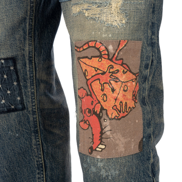 Poggy's Box | x FDMTL Patch Denim Pants Indigo - Concrete