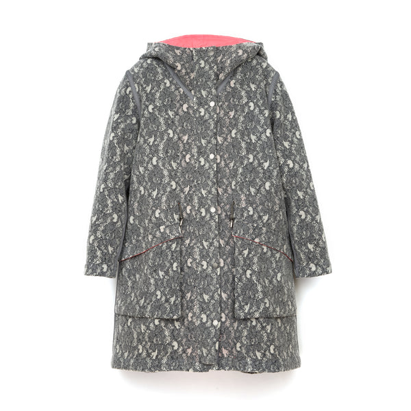 Christopher Raeburn W Lace Wool Pop Parka Grey - Concrete