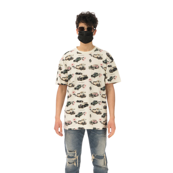 REPRESENT | Vintage Car All Over T-Shirt Off White - Concrete