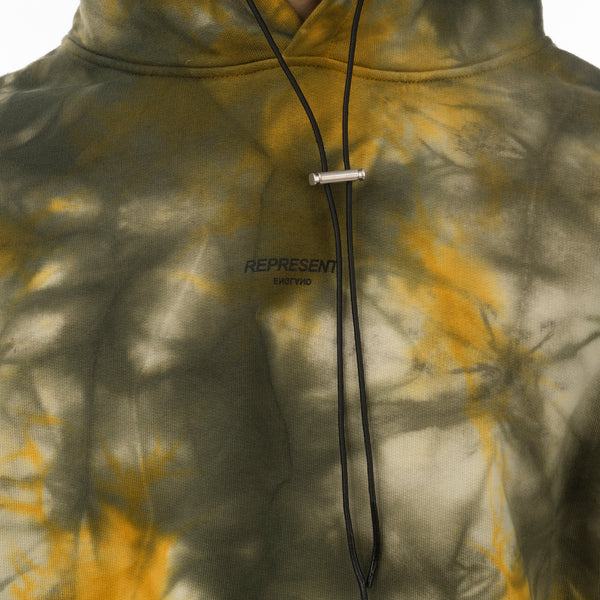 REPRESENT | Logo Hoodie Yellow Tie Dye - Concrete