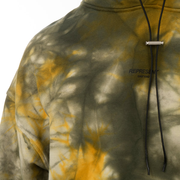 REPRESENT | Logo Hoodie Yellow Tie Dye - Concrete