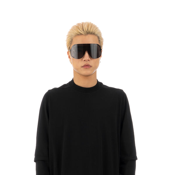 Rick Owens | Sunglasses Shield Black Temple / Black Lens - Concrete