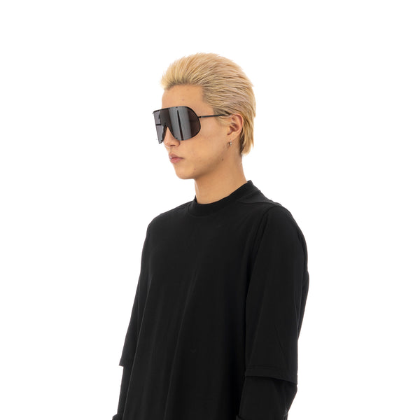 Rick Owens | Sunglasses Shield Black Temple / Black Lens - Concrete