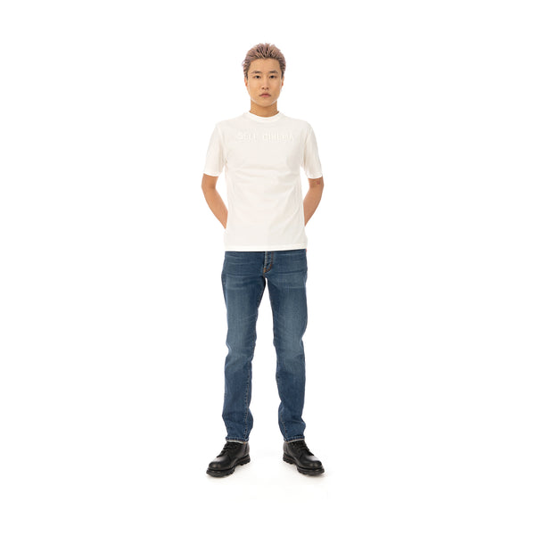 SELF CINEMA | M Embroidered T-Shirt Off White - Concrete