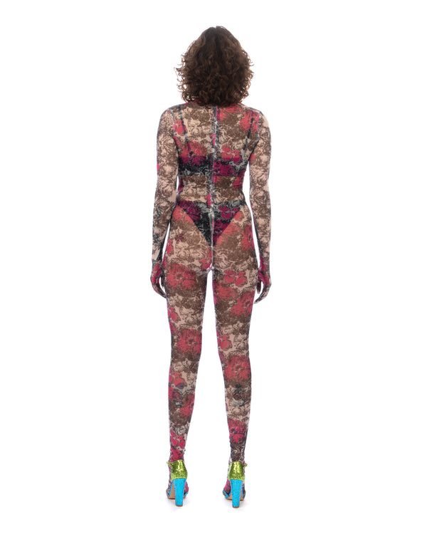 SHUTING QIU | Bodysuit Pink / Black Floral Print - Concrete
