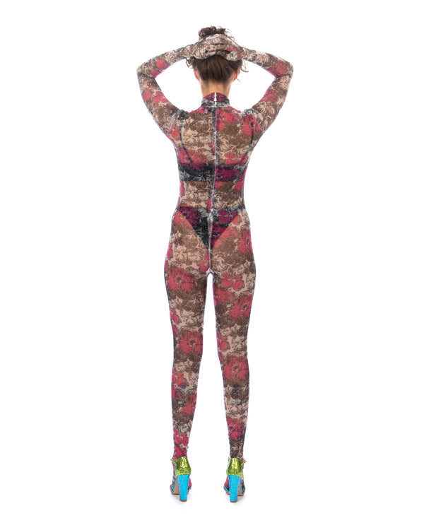 SHUTING QIU | Bodysuit Pink / Black Floral Print - Concrete