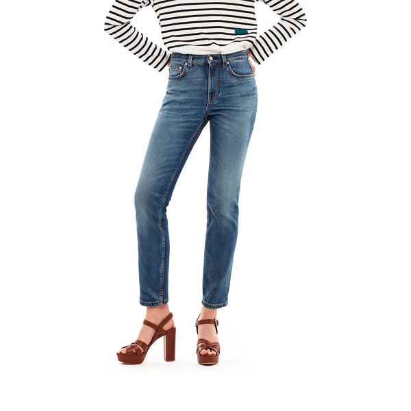 SELF CINEMA | W Slim Straight Jean Mid Blue Vintage - Concrete