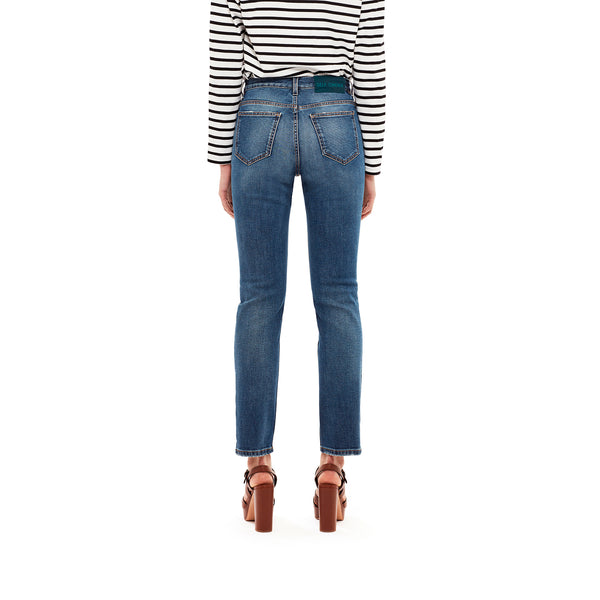 SELF CINEMA | W Slim Straight Jean Mid Blue Vintage - Concrete