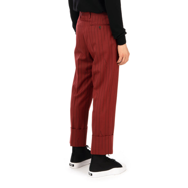 Vivienne Westwood | Cropped George Trousers Red - Broken Pinstripe - Concrete