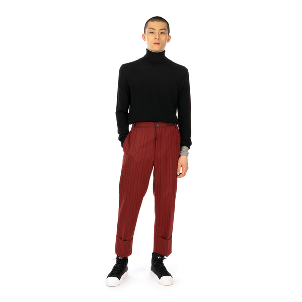 Vivienne Westwood | Cropped George Trousers Red - Broken Pinstripe - Concrete