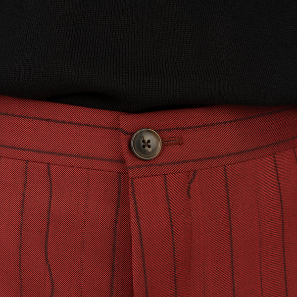 Vivienne Westwood | Cropped George Trousers Red - Broken Pinstripe - Concrete