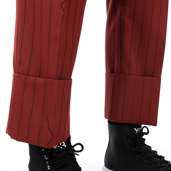 Vivienne Westwood | Cropped George Trousers Red - Broken Pinstripe - Concrete