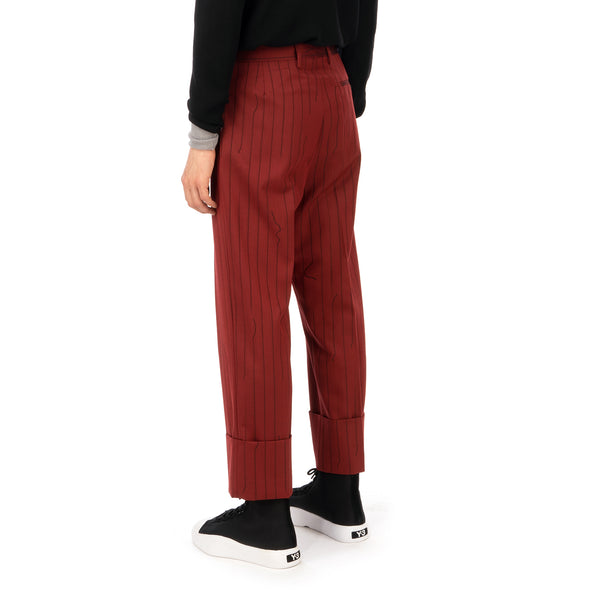 Vivienne Westwood | Cropped George Trousers Red - Broken Pinstripe - Concrete