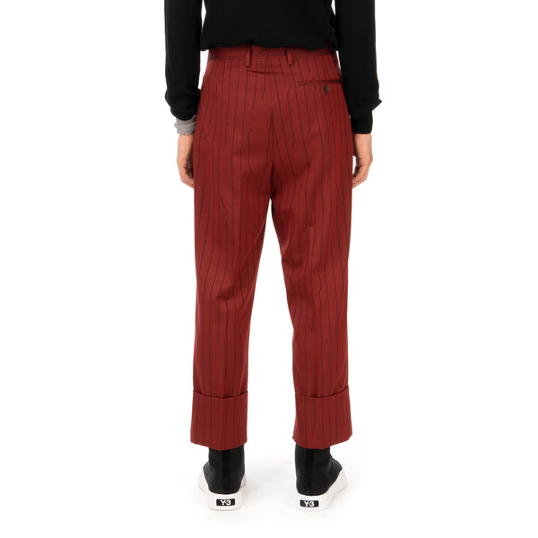 Vivienne Westwood | Cropped George Trousers Red - Broken Pinstripe - Concrete