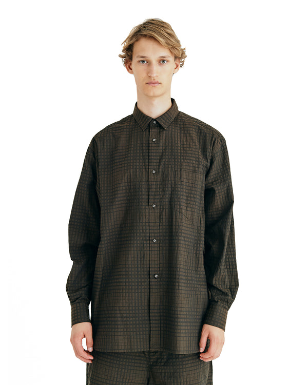 White Mountaineering | Jacquard Mesh Box Shirt Brown - Concrete