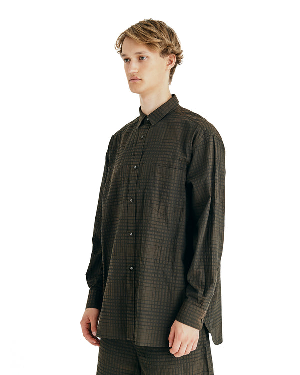 White Mountaineering | Jacquard Mesh Box Shirt Brown - Concrete