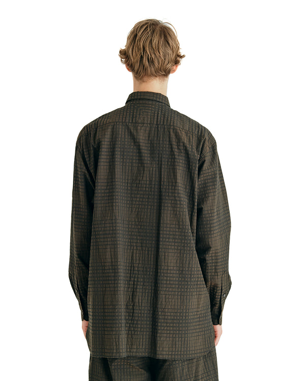 White Mountaineering | Jacquard Mesh Box Shirt Brown - Concrete