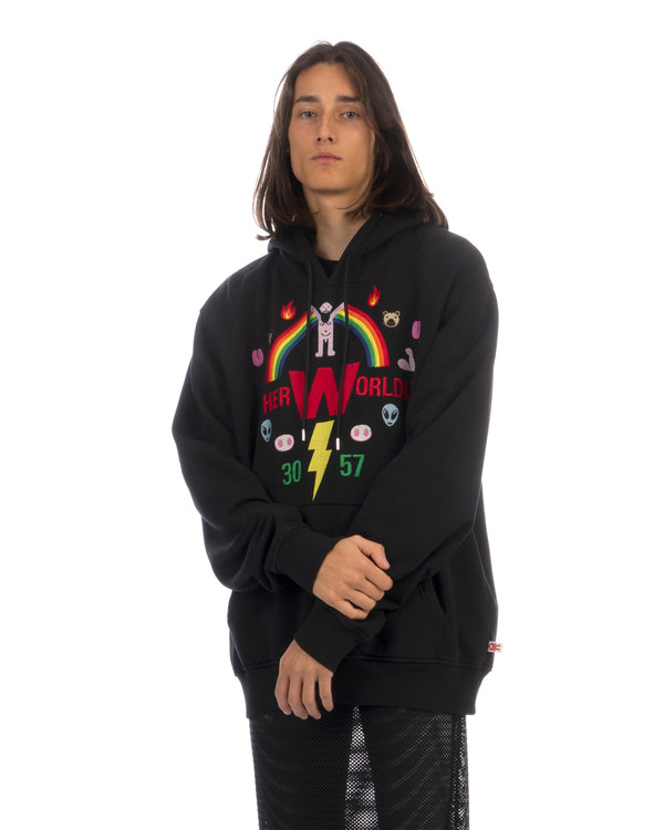 Walter Van Beirendonck | Oversized Rainbow Hoody Black - Concrete