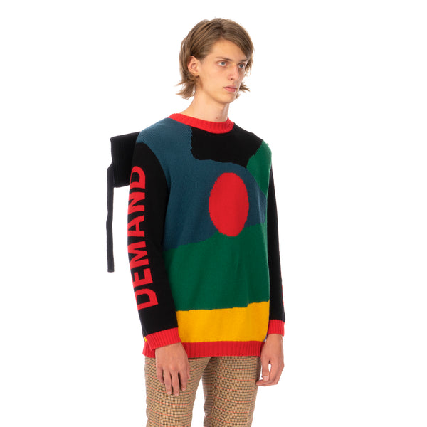 Walter Van Beirendonck | Demand Freedom Collared Knitted Crew Black - Concrete