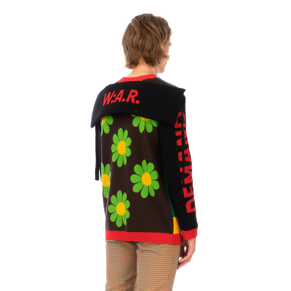 Walter Van Beirendonck | Demand Freedom Collared Knitted Crew Black - Concrete