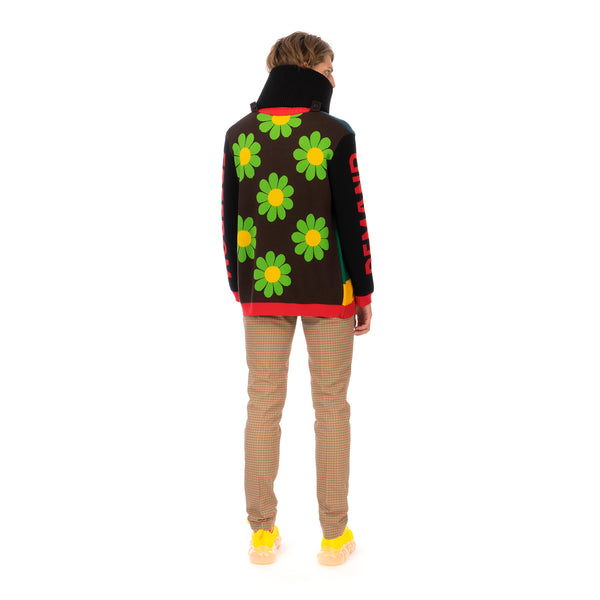 Walter Van Beirendonck | Demand Freedom Collared Knitted Crew Black - Concrete