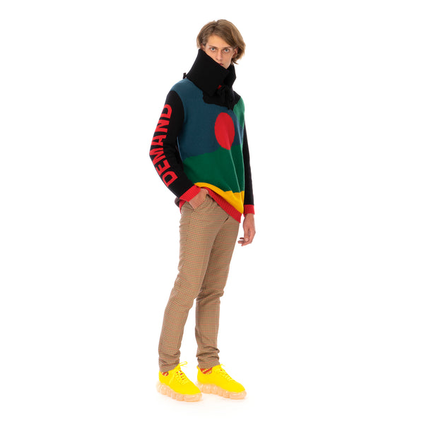 Walter Van Beirendonck | Demand Freedom Collared Knitted Crew Black - Concrete