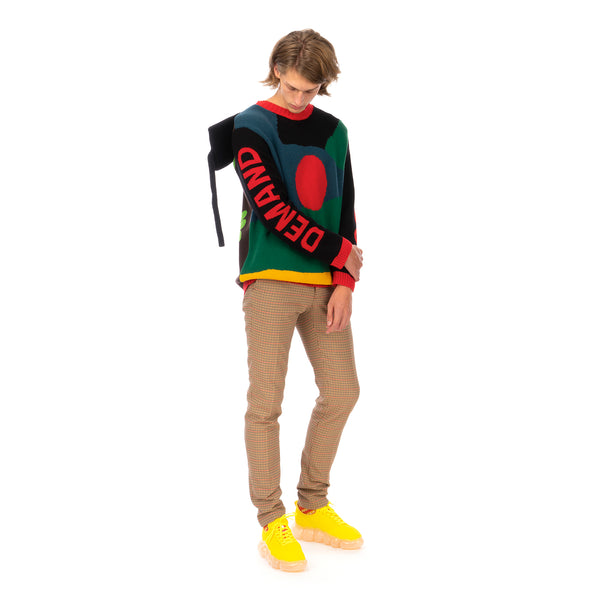 Walter Van Beirendonck | Demand Freedom Collared Knitted Crew Black - Concrete